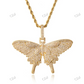 Fully Iced Out Butterfly Diamond Hip Hop Pendant For Women hip hop jewelry CustomDiamJewel