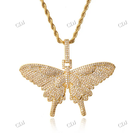 Fully Iced Out Butterfly Diamond Hip Hop Pendant For Women hip hop jewelry CustomDiamJewel