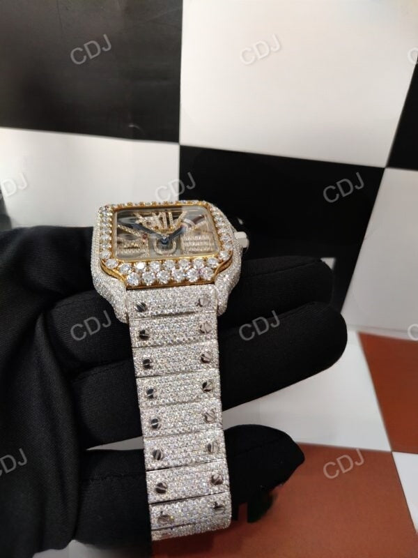 Cartier Skeleton buss Down Swiss Movement Moissanite Watch For Men customdiamjewel