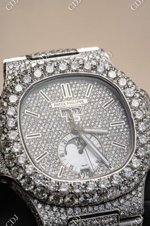 Full White Chrono Set Lab Grown Diamond Watch For Men's customdiamjewel