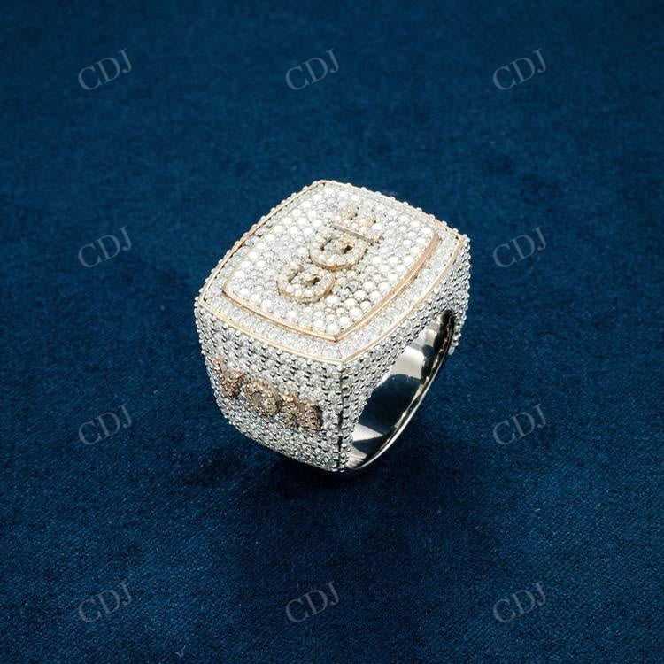 Solid Yellow Gold Iced Out Hip Hop Ring For Men hip hop jewelry customdiamjewel   