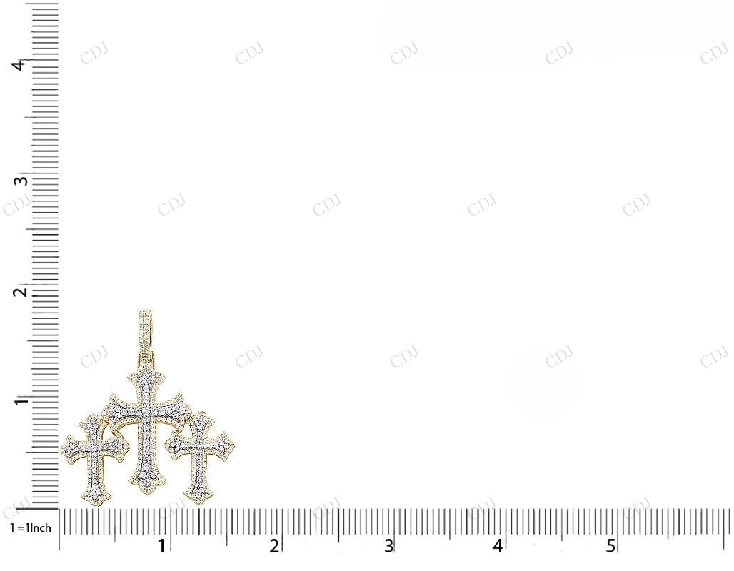 Tri-Cross 1.8 Inch Lab Grown Diamond 10K Gold Pendant Hip Hop Pendent customdiamjewel