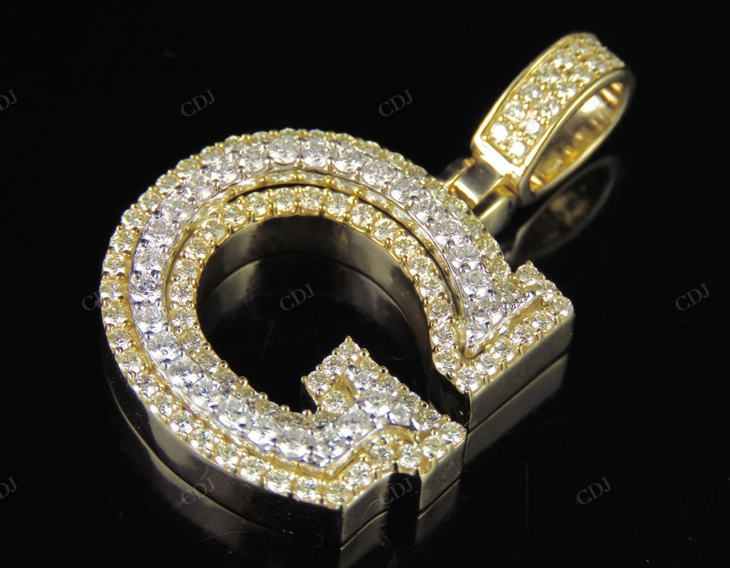 1.5" 1.75 CTW 18k Two Tone Gold Diamond 'G' Initial Letter Pendant CustomDiamJewel