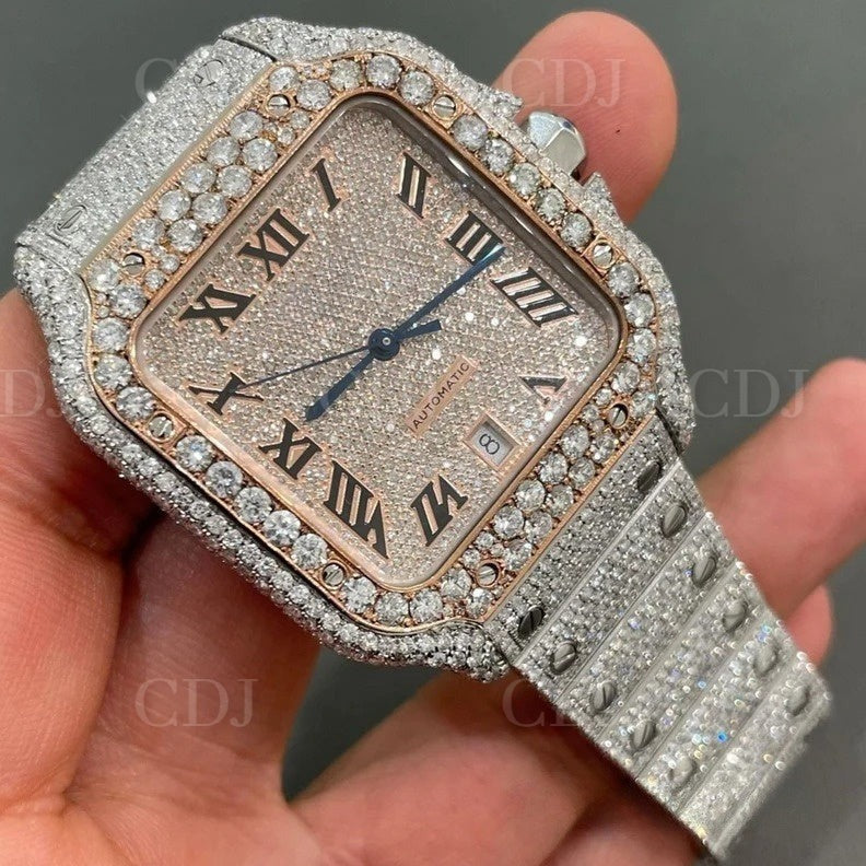 Bust Down Hip Hop Cartier Watch Luxury Customized Automatic Diamond Watch customdiamjewel