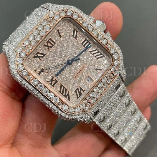 Bust Down Hip Hop Cartier Watch Luxury Customized Automatic Diamond Watch customdiamjewel