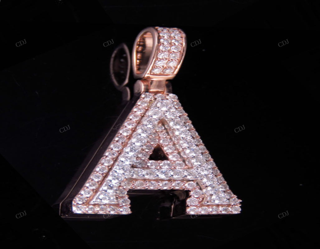 1.5" 1.55 CTW 10K Gold Natural Diamond Initial A Letter Pendant CustomDiamJewel