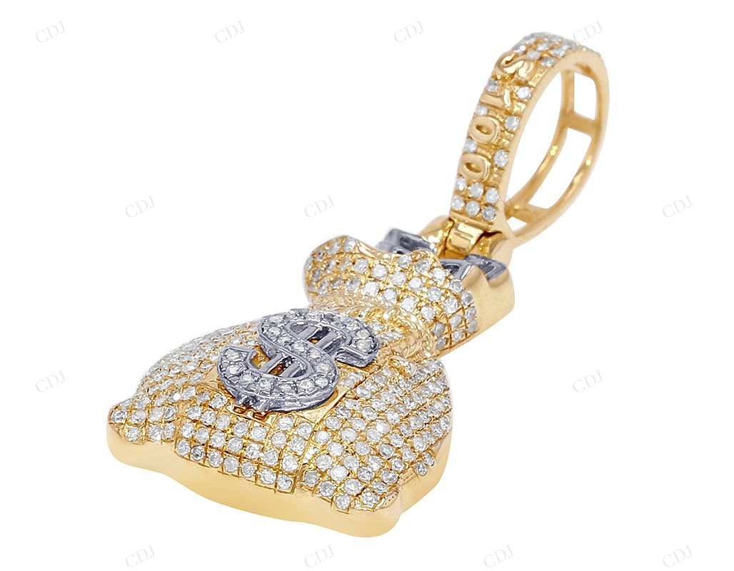 0.85 CTW Moissanite S925 Silver Money Bag Pendant CustomDiamJewel