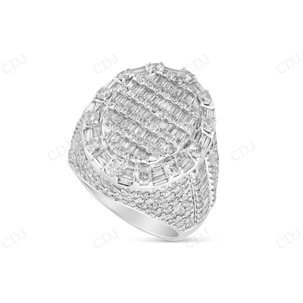 Iced Out 925 Silver Oval Shaped Baguette & Round Moissanite Ring hip hop jewelry CustomDiamJewel