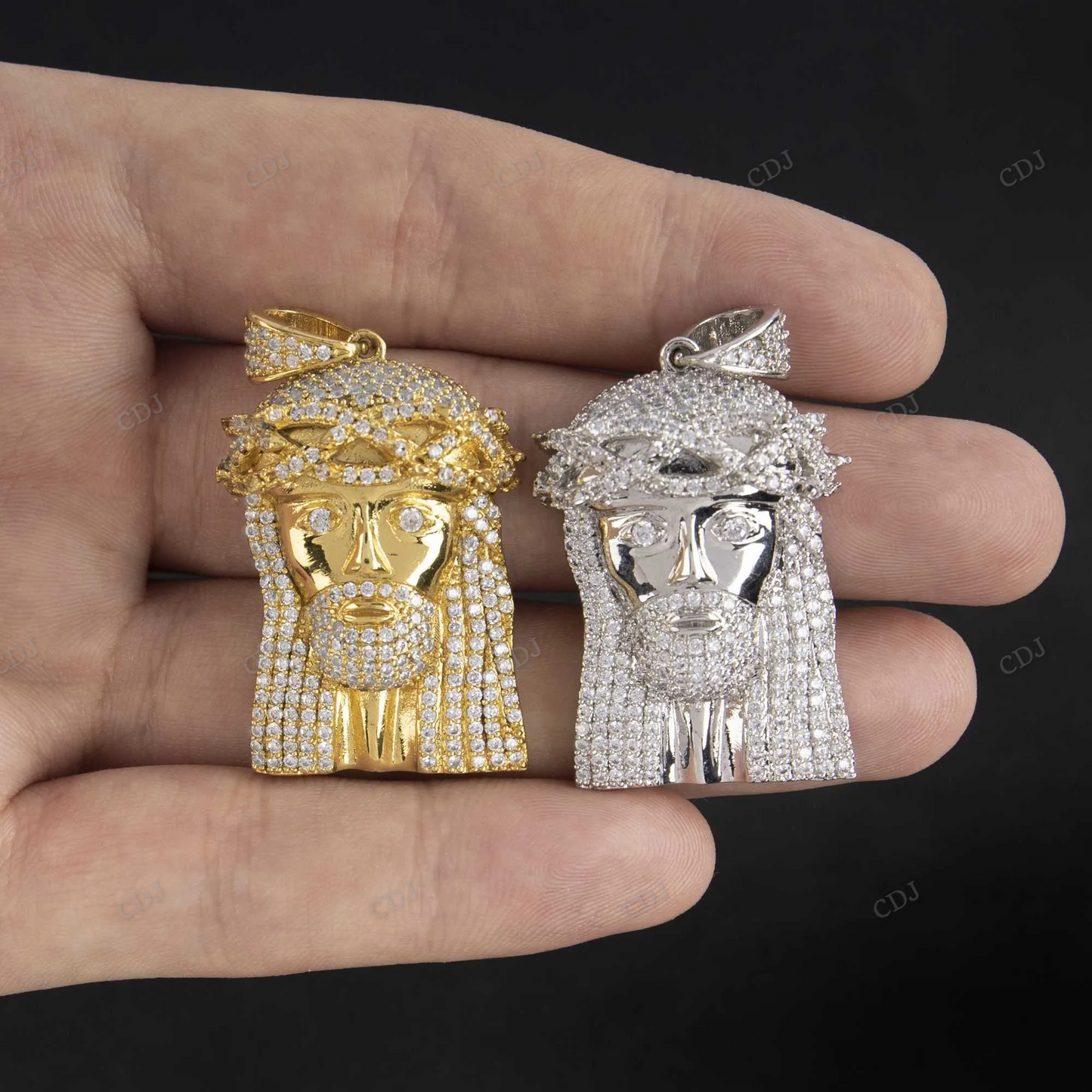 Custom Gold Plated Crystal Jesus Face Pendant hip hop jewelry CustomDiamJewel