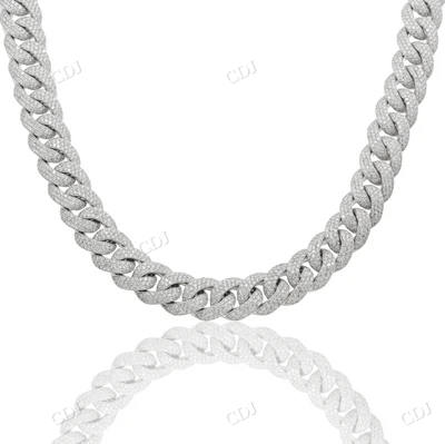 Flower Setting Diamond Cuban Chain Necklace hip hop jewelry CustomDiamJewel