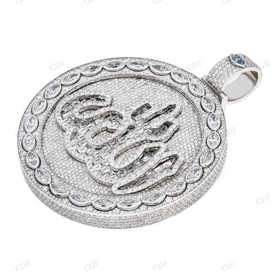 925 Sterling Silver Round Diamonds Allah Pendant For Men hip hop jewelry CustomDiamJewel
