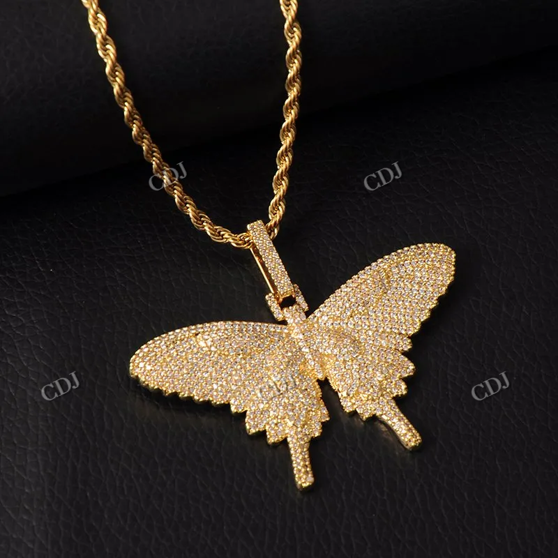 Fully Iced Out Butterfly Diamond Hip Hop Pendant For Women hip hop jewelry CustomDiamJewel
