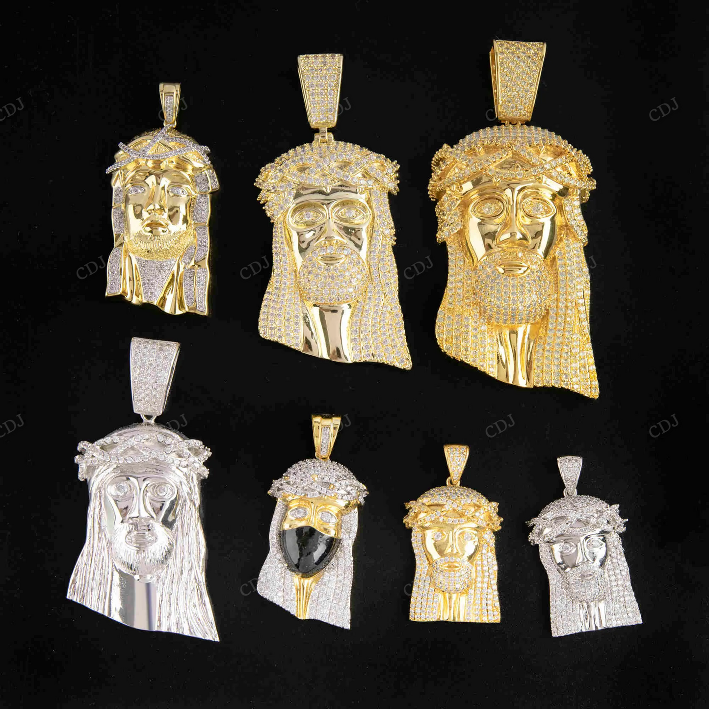 Custom Gold Plated Crystal Jesus Face Pendant hip hop jewelry CustomDiamJewel
