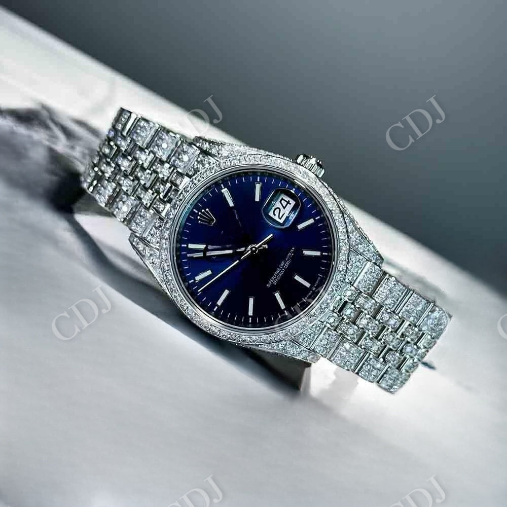 Blue Dial Rolex Custom Hip Hop Watch customdiamjewel