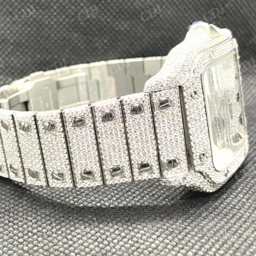 36MM Moissanite Diamond Automatic Cartier Santos Watch customdiamjewel