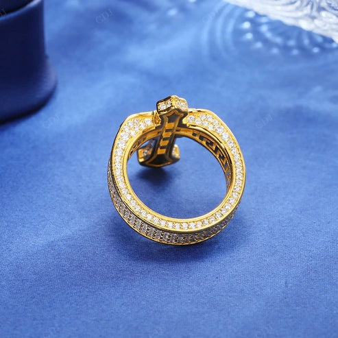 Antique Style Baguette Cross Band Ring For Men's hip hop jewelry CustomDiamJewel