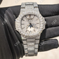 Full White Chrono Set Lab Grown Diamond Watch For Men's customdiamjewel