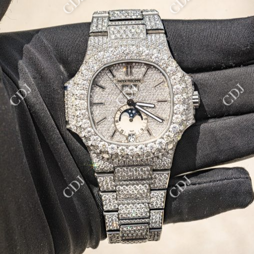 Full White Chrono Set Lab Grown Diamond Watch For Men's customdiamjewel