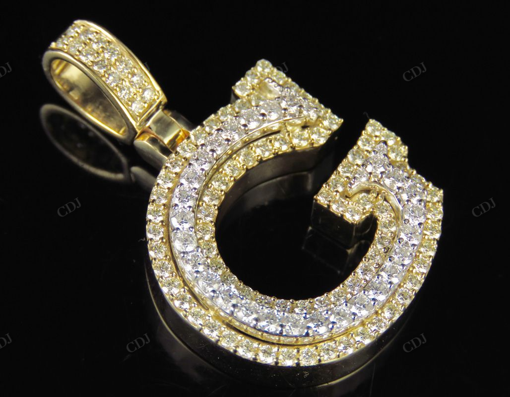 1.5" 1.75 CTW 18k Two Tone Gold Diamond 'G' Initial Letter Pendant CustomDiamJewel