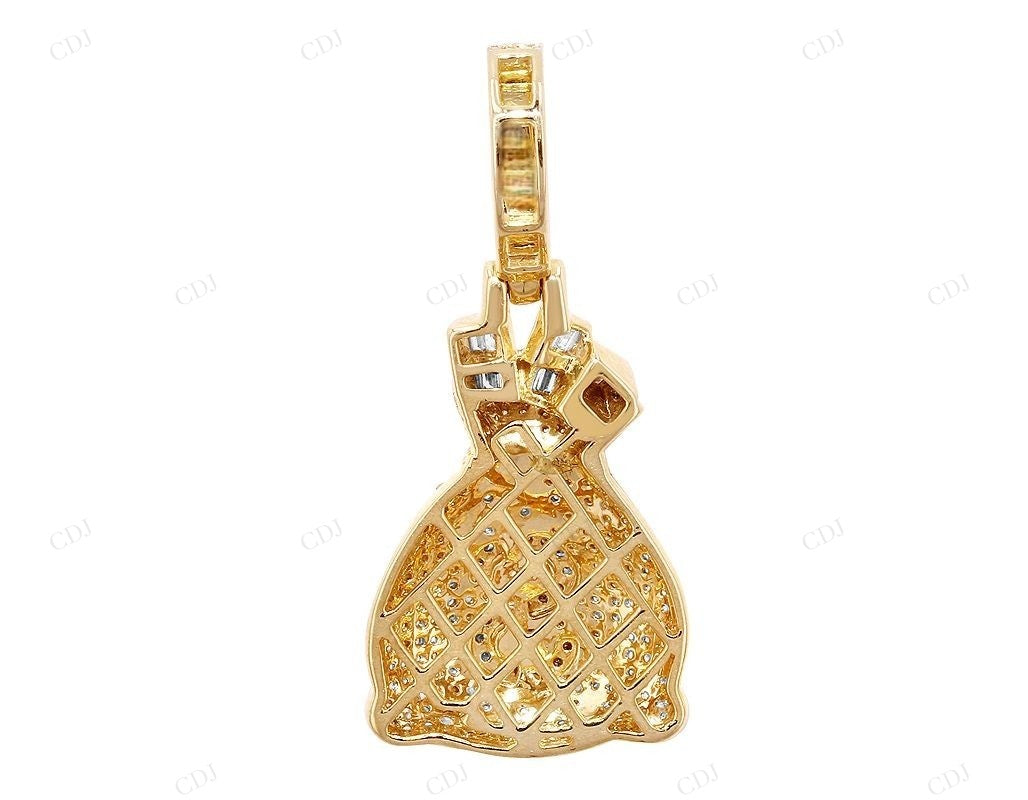 0.85 CTW Moissanite S925 Silver Money Bag Pendant CustomDiamJewel