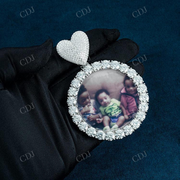 Round Cut Diamond Custom Photo Pendant  customdiamjewel   