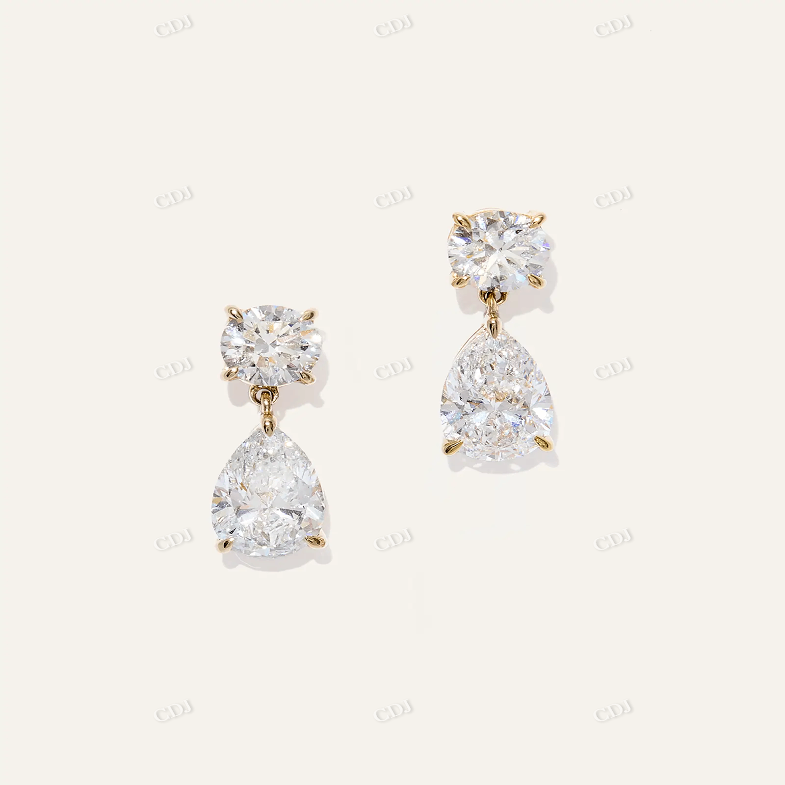 Moissanite Diamond Pear and Round Drop Earrings customdiamjewel