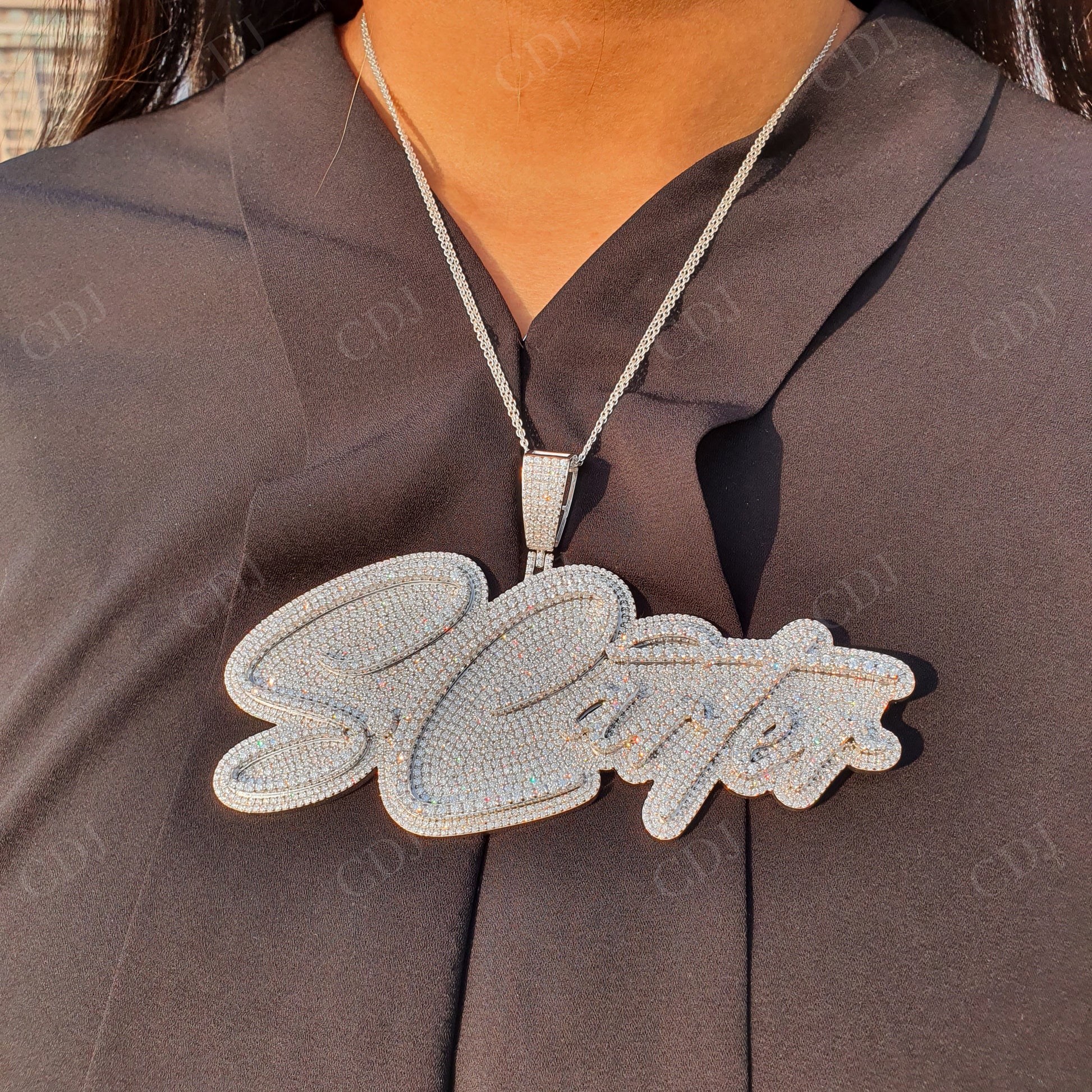 S.Carter Fully Iced Out Moissanite Silver Personalized Pendant hip hop jewelry customdiamjewel   