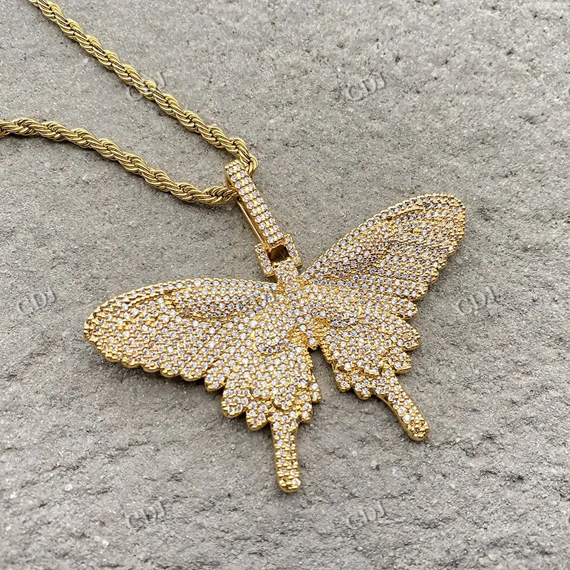 Fully Iced Out Butterfly Diamond Hip Hop Pendant For Women hip hop jewelry CustomDiamJewel