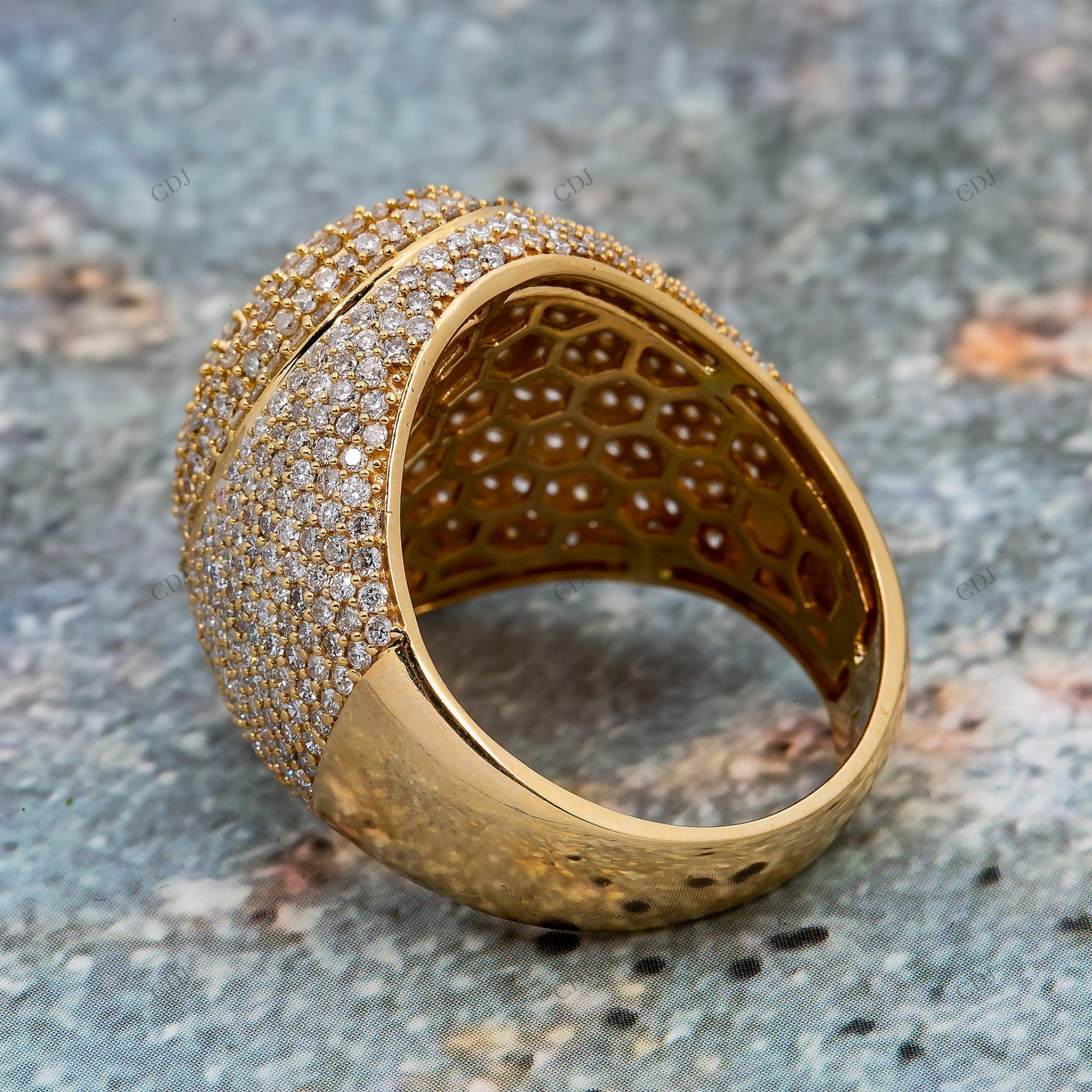 14K Gold Iced Out Baguette Moissanite Dome Ring hip hop jewelry customdiamjewel