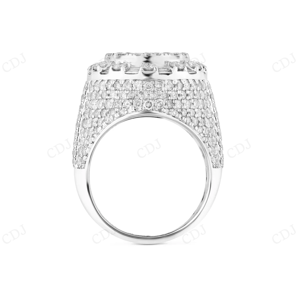 Iced Out 925 Silver Oval Shaped Baguette & Round Moissanite Ring hip hop jewelry CustomDiamJewel