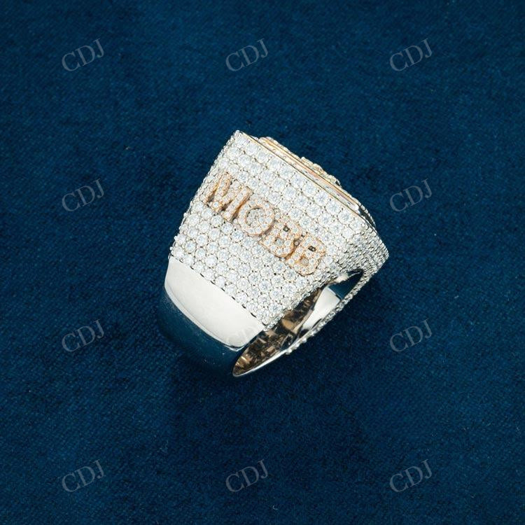 Solid Yellow Gold Iced Out Hip Hop Ring For Men hip hop jewelry customdiamjewel   