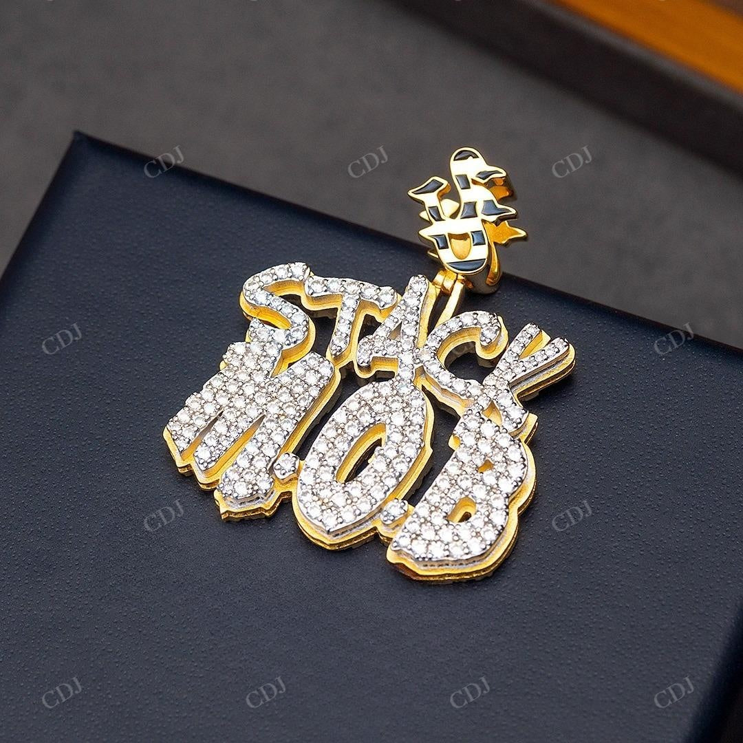 Custom Two Tone "STACK M.O.B." Diamond Hip Hop Style Pendant hip hop jewelry customdiamjewel   