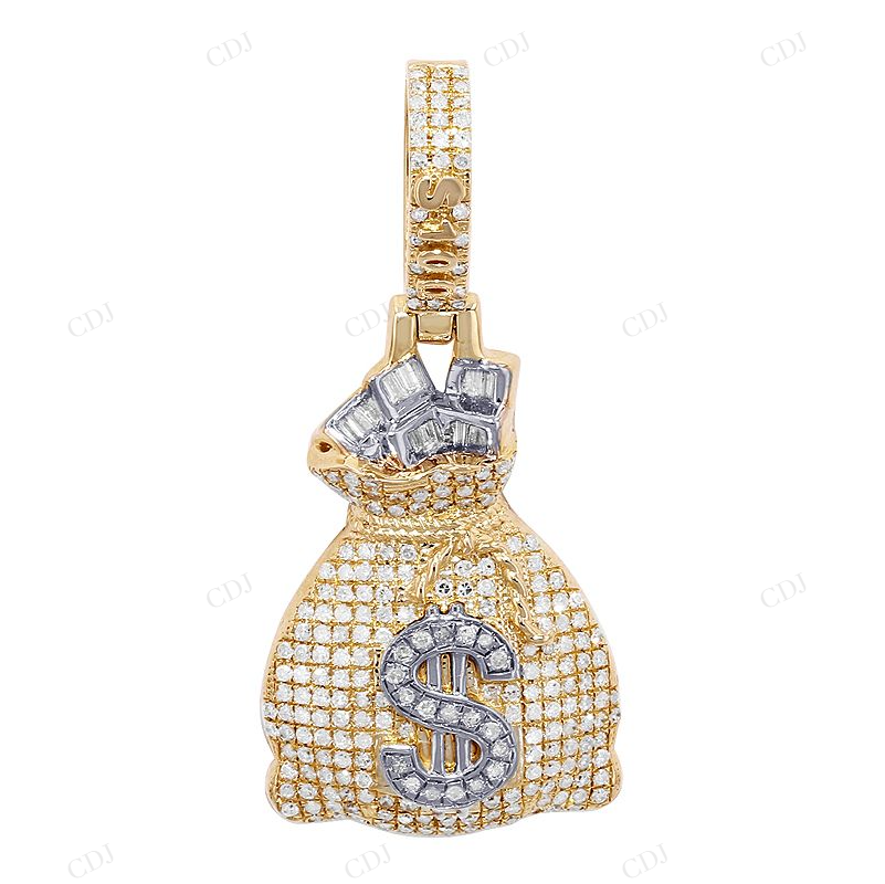 0.85 CTW Moissanite S925 Silver Money Bag Pendant CustomDiamJewel
