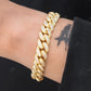 Full Ice Out Yellow Gold Plated Hip Hop Style Moissanite Cuban Link Bracelet hip hop jewelry CustomDiamJewel