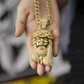 Custom Gold Plated Crystal Jesus Face Pendant hip hop jewelry CustomDiamJewel