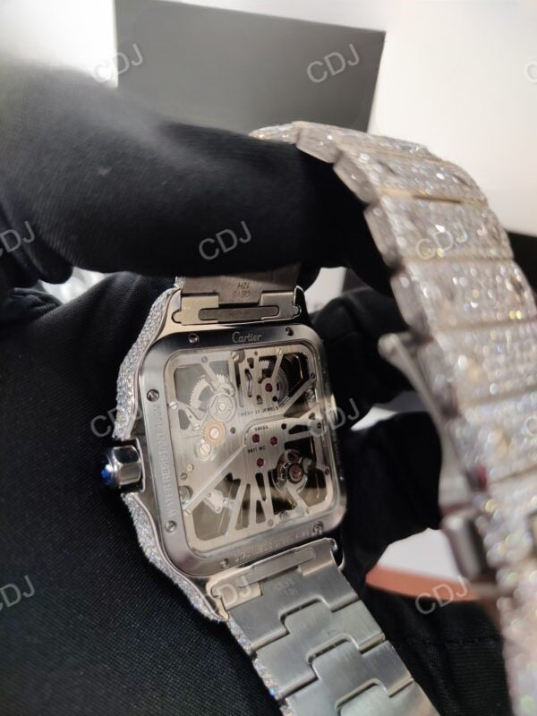 Round cut Fully Iced-Out Moissanite Diamond Watch customdiamjewel