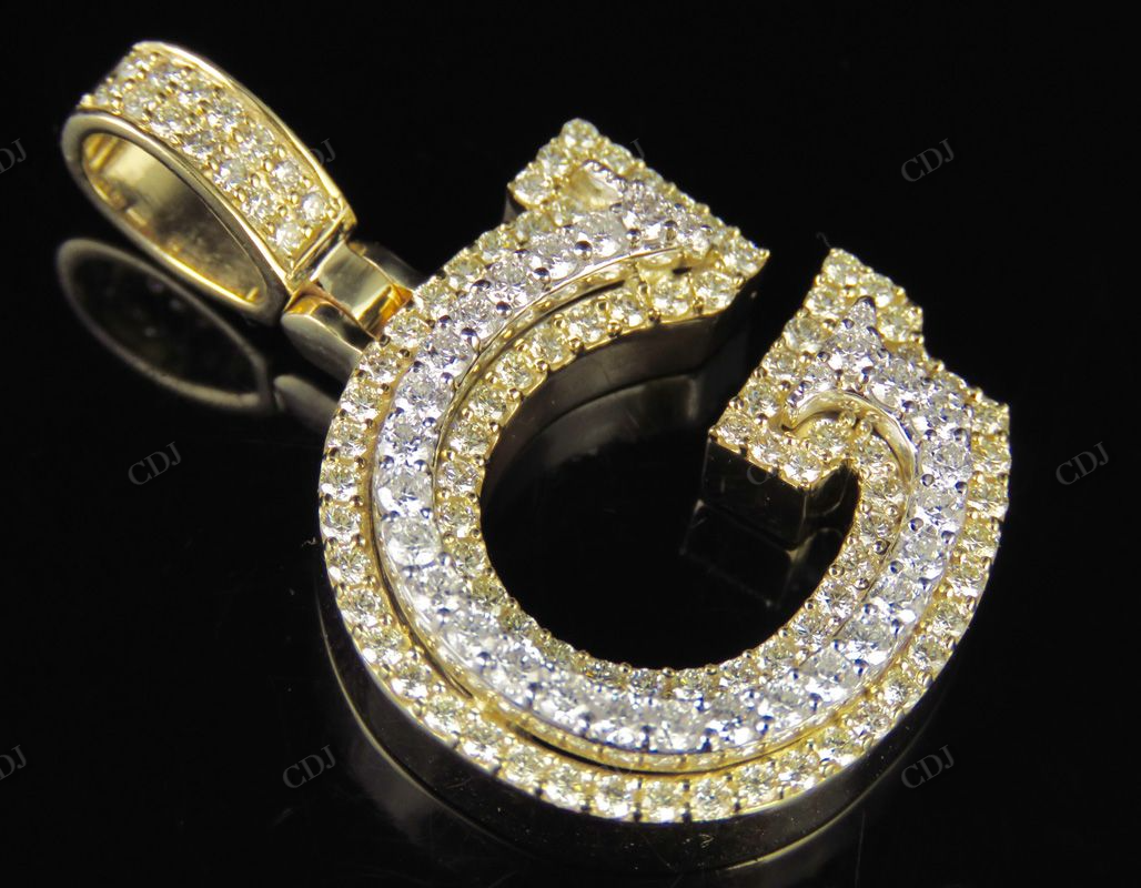 1.5" 1.75 CTW 18k Two Tone Gold Diamond 'G' Initial Letter Pendant CustomDiamJewel