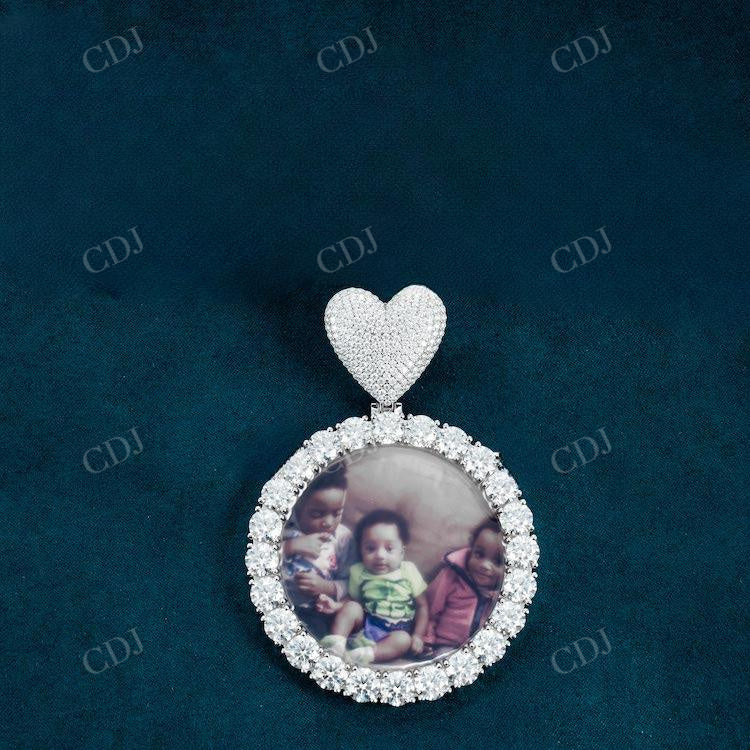 Round Cut Diamond Custom Photo Pendant  customdiamjewel   