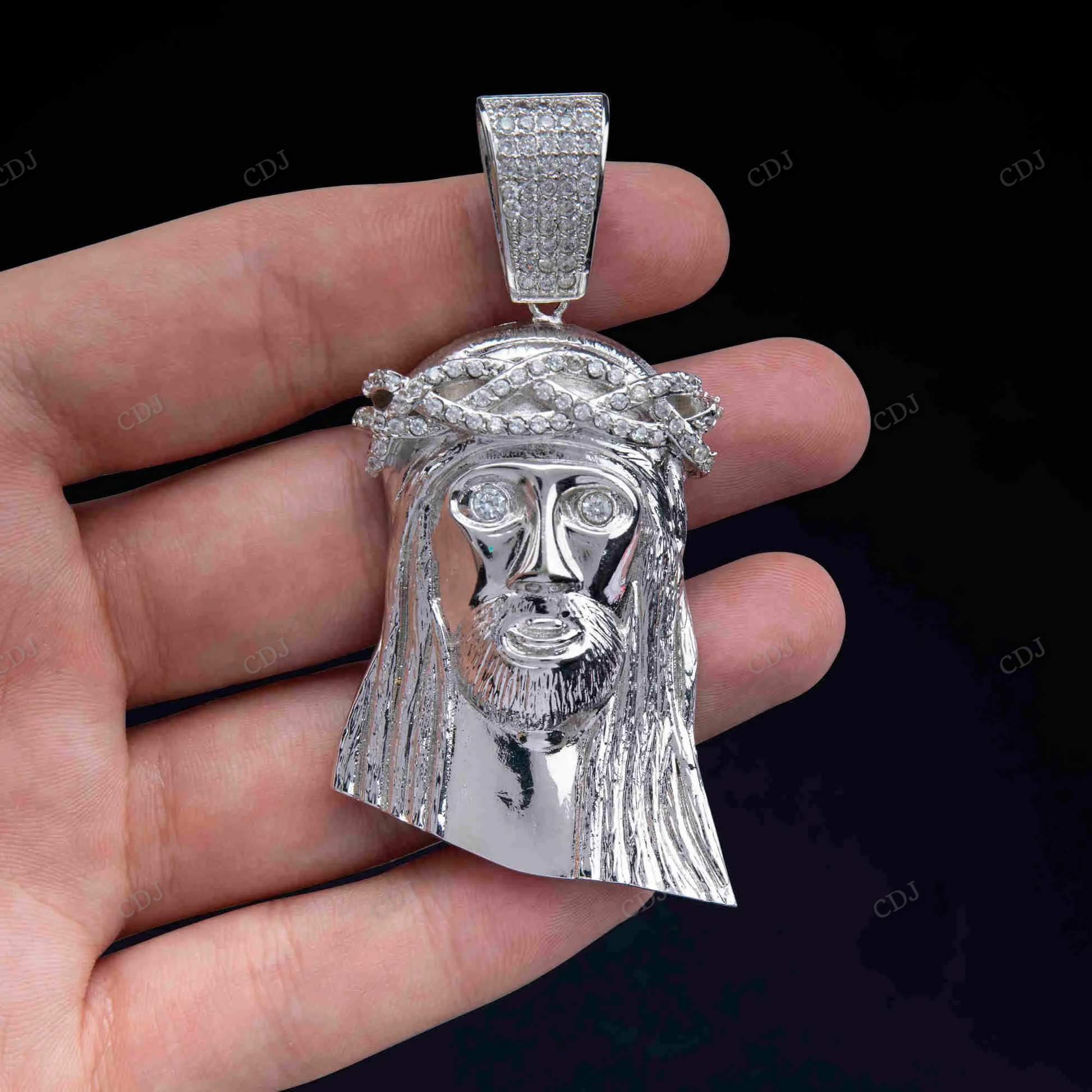 Custom Gold Plated Crystal Jesus Face Pendant hip hop jewelry CustomDiamJewel