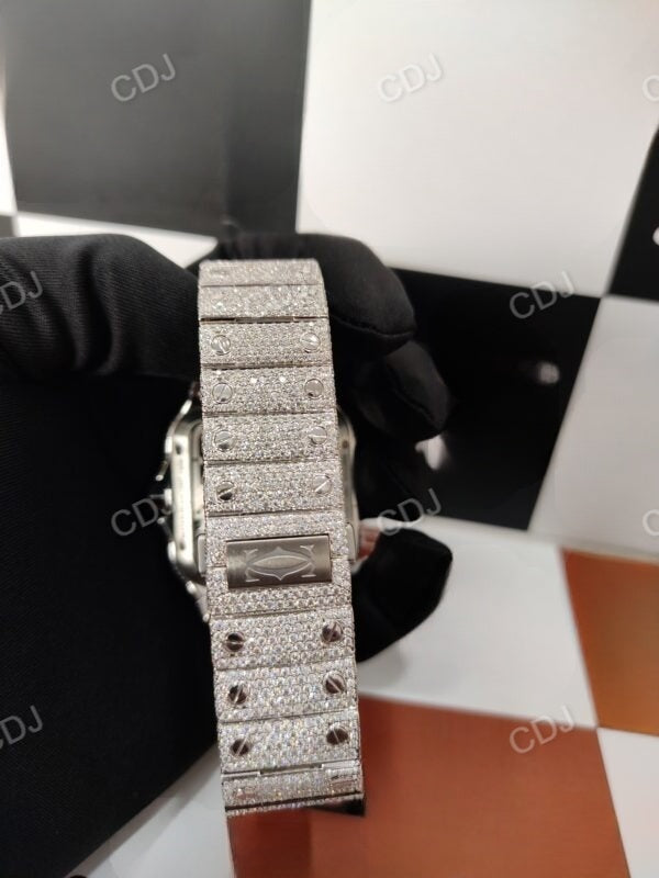 Round cut Fully Iced-Out Moissanite Diamond Watch customdiamjewel