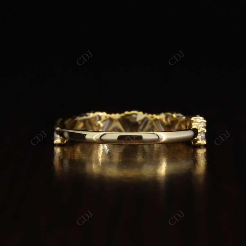 Baguette And Round Lab Grown Diamond Half Eternity Simulated Diamond Band Wedding Band  customdiamjewel   