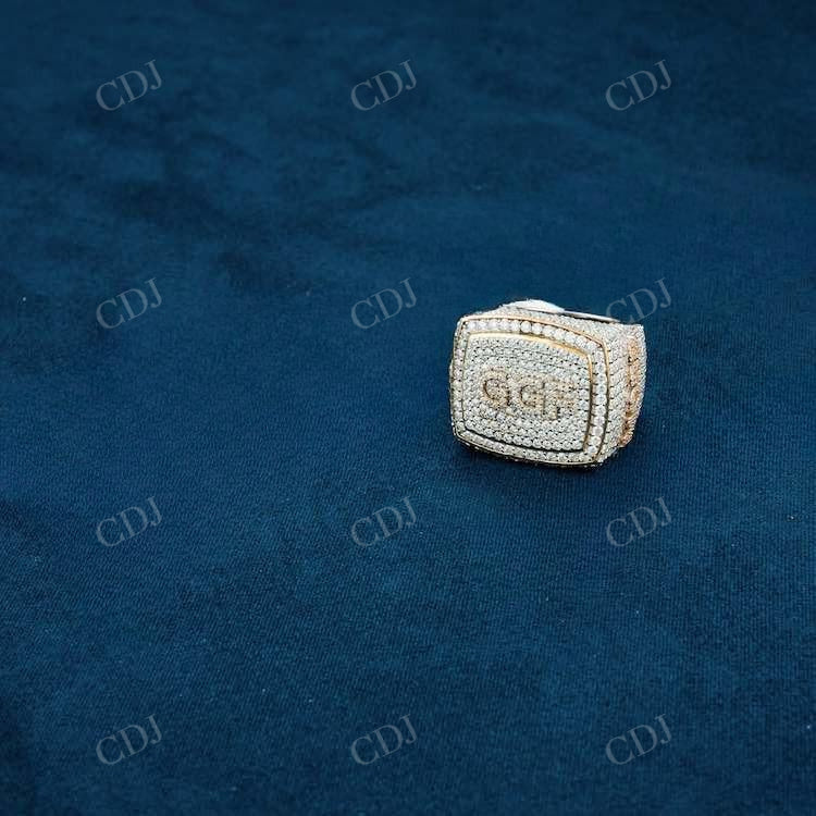 Solid Yellow Gold Iced Out Hip Hop Ring For Men hip hop jewelry customdiamjewel   