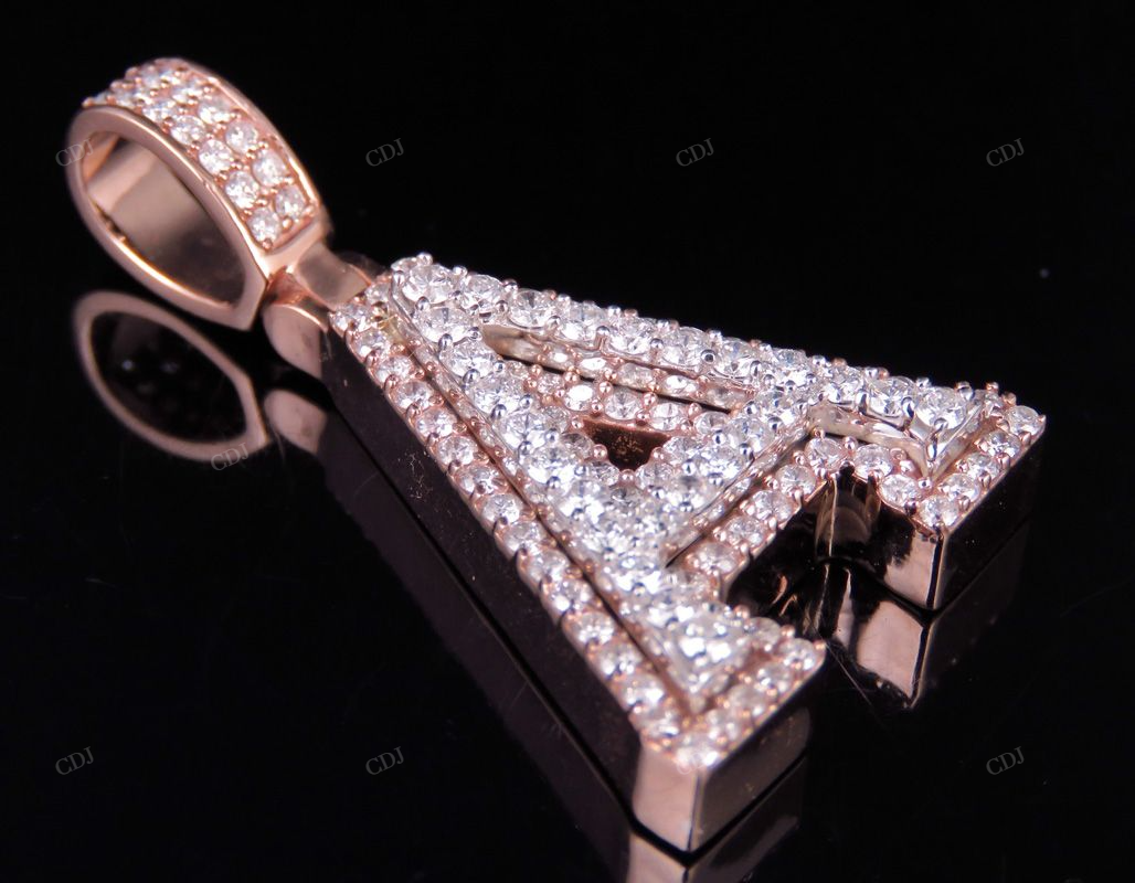 1.5" 1.55 CTW 10K Gold Natural Diamond Initial A Letter Pendant CustomDiamJewel