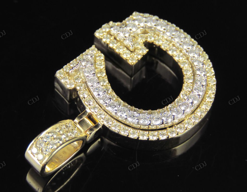 1.5" 1.75 CTW 18k Two Tone Gold Diamond 'G' Initial Letter Pendant CustomDiamJewel