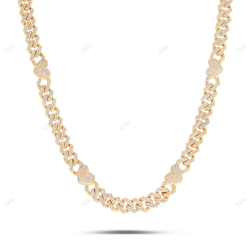 VVS Moissanite 18k Yellow Gold Plated Cuban Chain For Mens CustomDiamJewel