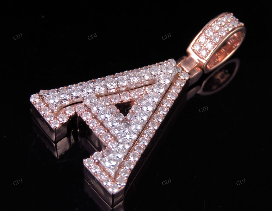 1.5" 1.55 CTW 10K Gold Natural Diamond Initial A Letter Pendant CustomDiamJewel