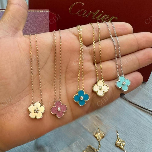 Four and Five Leaf Flower necklace for Women hip hop jewelry CustomDiamJewel   