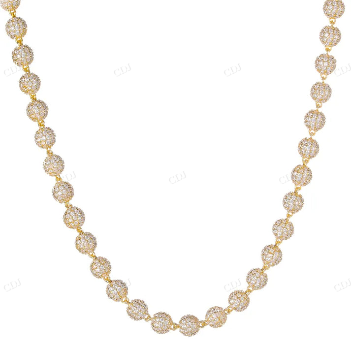 10K Yellow Gold 8mm Iced Out Diamond Ball Chain hip hop jewelry CustomDiamJewel