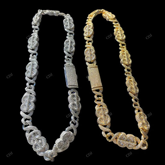 VVS Moissanite Doller Cuban Link Chain For Unisex CustomDiamJewel
