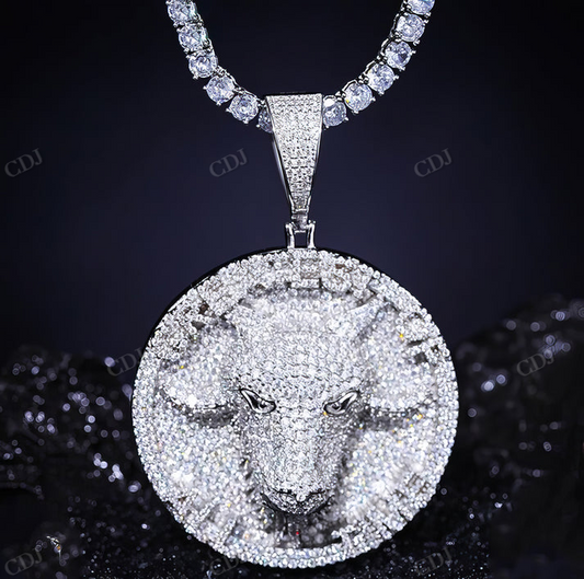 Iced Out Moissanite Bull Head Pendant hip hop jewelry CustomDiamJewel